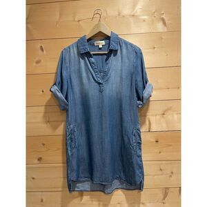 Cloth & Stone Anthropologie Chambray V Neck Shirt Dress S